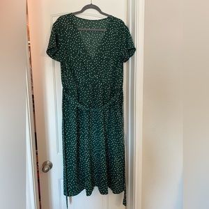 Plus green polka dot dress
